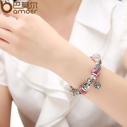 Jewellery Silver Charms Bracelet & Bangles chain With Queen Crown Beads Bracelet for Women SALE