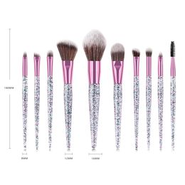 Newest makeup brushes set glitter quicksand crystal handle make-up tools for eye shadow blush cosmetics 10pcs tools drop shipping