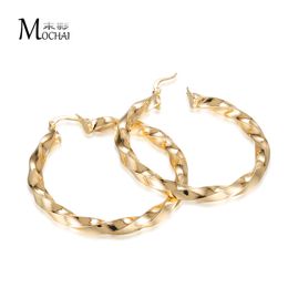New Big Hoop Earrings For Women Gold Colour Twisted Earrings Jewellery Party Christmas Gift 50mm ZK40