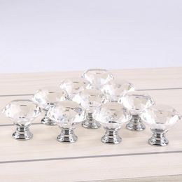 Clear 30mm Diamond Shape Design Crystal Glass Door Knobs Cupboard Drawer Cabinet Wardrobe Pull Handle Knobs LX1820