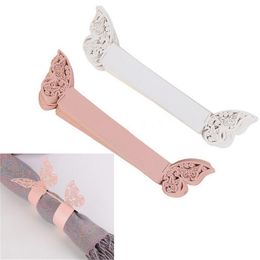 White Pink Color Butterfly Napkin Ring Serviette Paper Holder Creative Wedding Party Banquet Table Decoration 250pcs