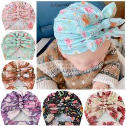 A780 Infant Baby Hat Knots Headwear Child Toddler Kids Pleated Bowknot Beanies Turban Florals Hats Children Hat 6 Colours