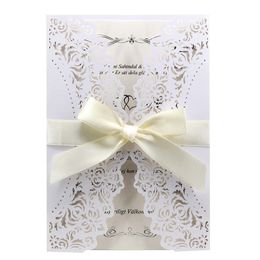 Luxury Wedding Invitation Cards with Envelopes Laser Cut Lace Greeting Card Wedding Decoration Party Supplies WB1844
