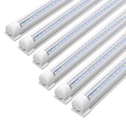 8FT LED Shop Light Fixture 72W 7200LM 6000K Cool White Dual Row V Shape T8 Integrated Tube Cooler Lights for Garage Workshop 25-pack