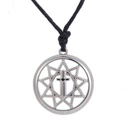 Hexagram with Cross Round Pendant Messianic Star of David Antique Religious Amulet Necklace