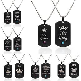 Pretty Stainless Beautifully Steel Necklace For Lover Women Men Her King His Queen Couple Necklaces with Crown Tags Pendants Necklaces