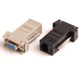 Black/ White ZJT41 Wholesale VGA Extender Female To Lan Cat5 Cat5e RJ45 Ethernet Female Adapter Converter