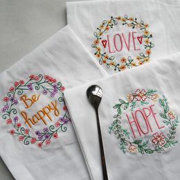 12Pcs/Lot square Lint-free Super-absorbent Good 100% Cotton embroidering wine table napkin High-end household cloth napkin 45*70CM