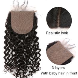 Real Virgin Brazilian Straight Hair Silk Base Lace Closure Natural Scalp Body Wave Human Hair Closures Deep Curly Bleach Knots Greatremy Vendor SALE