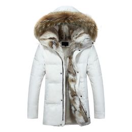 Winter Men's Duck Down Jackets Coats Real Rabbit Fur Men Women Lovers Fashion Thick Warm Parka Classic Mens jaqueta