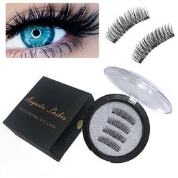 Magnetic eyelashes with 3 magnets handmade 3D magnet lashes natural false eyelashes comfortable with Gift Box