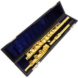 Flute Intermediate Gold Plated Professional French Buttons Designs C Key E Split Flutes 17 Holes Open Holes