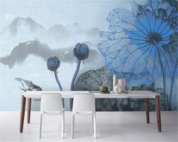 Beibehang 3D wallpaper home decoration living room TV background Chinese Suya lotus leaf decoration wallpaper for walls 3 d