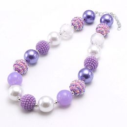 Handmade kids chunky gumball necklace cute purple bubblegum beads necklace choker for girls child party gift dropshiop