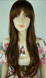 WIG free shipping Women Lolita Long curly Brown Hair Full Wigs Cosplay Anime Wig