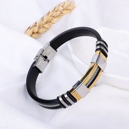 Men Bracelet Fashion Jewelry Mens Bracelets Punk Silicone Stainless Steel Charm Cool Men's Band Bangle Wristbands Gifts For Men