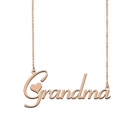 Grandma Name Necklace gold chain for Women Girls Birthday Gift Custom Nameplate Kids Best Friends Jewellery 18k Gold Plated Stainless Steel Pendant