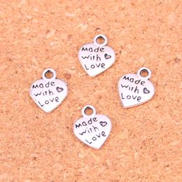 219pcs Charms heart made with love Antique Silver Plated Pendants Making DIY Handmade Tibetan Silver Jewelry 10mm