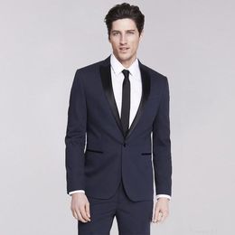 Handsome One Button Wedding Tuxedos 2019 Groomsmen Peak Lapel Groom Tuxedos Men Suits Prom/Dinner Best Man Blazer(Jacket+Pants)