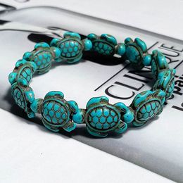 Fashion Style Sea Turtle Beads Bracelets For Women Men Classic Natural Stone Elastic Friendship Bracelet Beach Jewellery