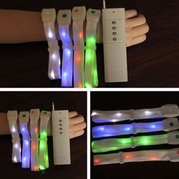 50pcs Led Bracelet +1pcs Remote Control Glowing Nylon Bangles Bracelets Wristbands Strap Bracelet for Party Event Decor