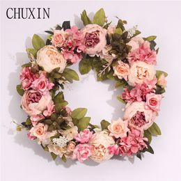 Silk Peony Artificial Flowers Wreaths Door Perfect Quality Artificial Garland For Wedding decoration Home Party Decor C18112601