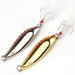 10//15//20g Metal Fishing Spoon Bass Baits Feather Bait Jig Wobbler Lure Bait ZJP