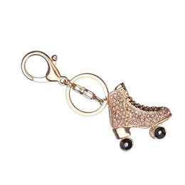 Roller Skates Shoe Keyring Crystal Keychain Handbag Pendant Car Keys Holder Rhinestone Charm Key Chain Ring Jewelry for Women Girl332c