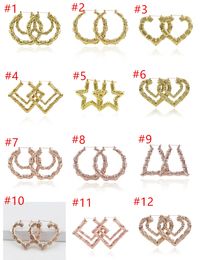 Luxury Jewellery Multiple Shapes Ethnic Large Vintage Gold Plated Bamboo Hoop Earrings for Women free choice DHL Free