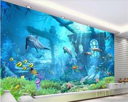 beibehang wall paper for kids room Mural wallpaper 3D underwater world bedroom wallpaper wallpaper background papel de parede 3d