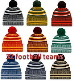 Factory directly New Arrival Sideline Beanies Hats American Football 32 teams Sports winter side line knit caps Beanie Knitted Hats