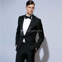 Cheap And Fine One Button Groomsmen Shawl Lapel Groom Tuxedos Men Suits Wedding/Prom Best Man Blazer ( Jacket+Pants+Tie) M111