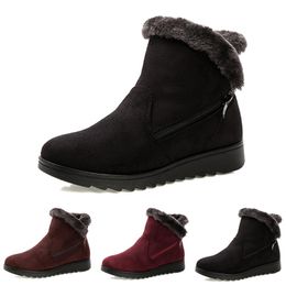 Non-Brand winter women boots Triple Black Red Brown Suede snow ankle boots jogging walking Shoes Keep Warm 35-40 Style 13 free shipping