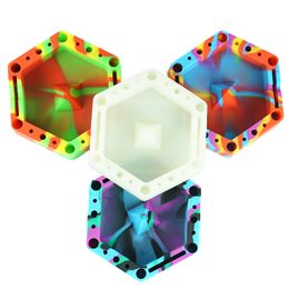 Hexagon Unbreakable luminous Silicone Ashtray High temperature portable ashtray Holder Smokers Multiple slots Gifts Home Office Decoration