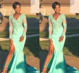 Mermaid Prom Dresses Sexy African Black Girls V Neck Formal Pageant Holidays Wear Graduation Evening Party Gowns Custom Made Plus Size