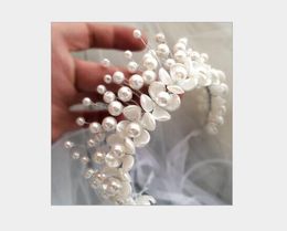 Bridal handmade pearl flower crown tiara Mori girl hair accessories Bridal Jewellery
