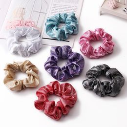 Hair Scrunchie Accesories Women Girl Ponytail Holder Scrunchies Dot Shiny Fabric Gradient color Laser Hair bands Headband 100pcs FQ0223A
