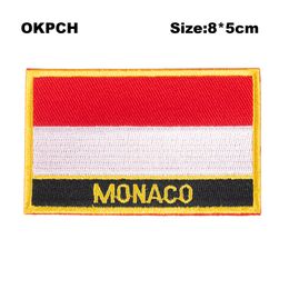 Free Shipping 8*5cm Monaco Shape Mexico Flag Embroidery Iron on Patch PT0132-R