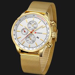 CURREN Top Watches Men Luxury Brand Casual Stainless Steel Sports Watches Japan Quartz Unisex Wristwatch For Men Military Watch295Z