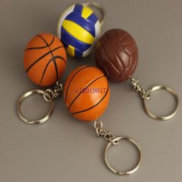 150pcs/lot New PVC Mini Basketball Keychains Plastic Volleyball Keyrings for Gifts