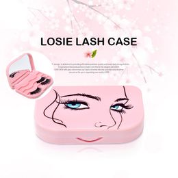 Empty False Eyelashes Acrylic Cute Bow Eye Lashes Storage Box Makeup Mirror Case Organiser Eyelash Holder Compartment Tool L311