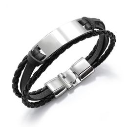 fashionable trendy mens bracelets for love simple and versatile multilayer woven mens leather bracelets glossy Personalised lettering