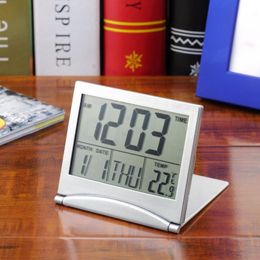 Calendar Alarm Clock Display Date Time Temperature Flexible Mini Desk Digital LCD Thermometer Cover SN3137