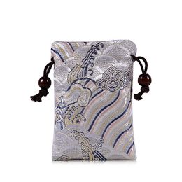 Thicken Seawater Mini Silk Brocade Bag Double Velvet Jewelry Pouches Drawstring Watch Travel Pouch Handmade Cloth Bags 1pcs