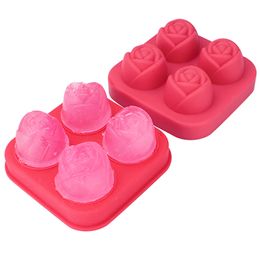 Rose Ice Cube Maker Cake Baking Moulds Silicone Biscuits Mould Flower Shape Whiskey Wine Cocktail 3D Cubes Mould Kitchen Gadgets DBC BH3769