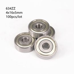 100pcs 634ZZ shielded deep groove ball bearing 634Z 634 -2Z 4*16*5 miniature steel ball bearings 4x16x5mm