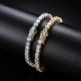 High Quality Copper Tennis Chains Micro-inclosed Zircon 3mm 4mm 5mm Twinkle Diamond Single Row Hip Hop ICED OUT Bracelets For Men Women