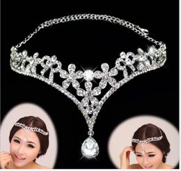 Korean bride's forehead eyebrow pendant rhinestone wedding headdress hot rhinestone crown bridal jewelry veil accessories