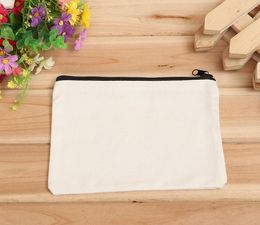 19cmx15cm Customised Logo Cosmetic Bag blank canvas zipper pouches cotton makeup bags Without Lining