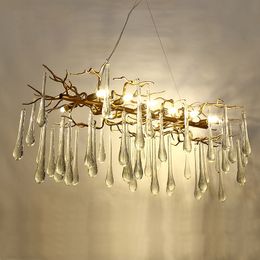 French crystal lamp living room chandelier LED tree branch decoration chandelier hotel restaurant lights